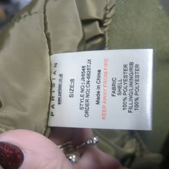 PARISIAN COLLECTION* military/moto jacket knit cuffs waist& neck multi zip sz SM - Picture 12 of 13